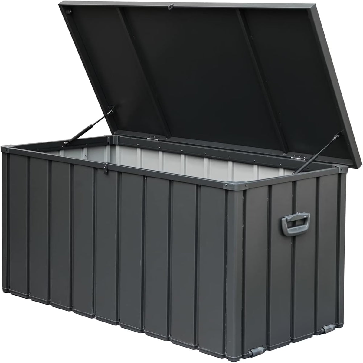 100 Gallon Outdoor Storage Deck Box Waterproof, Large Patio Poolside Storage Bin for Outside Cushions, Throw Pillows, Garden Tools (Dark Gray)