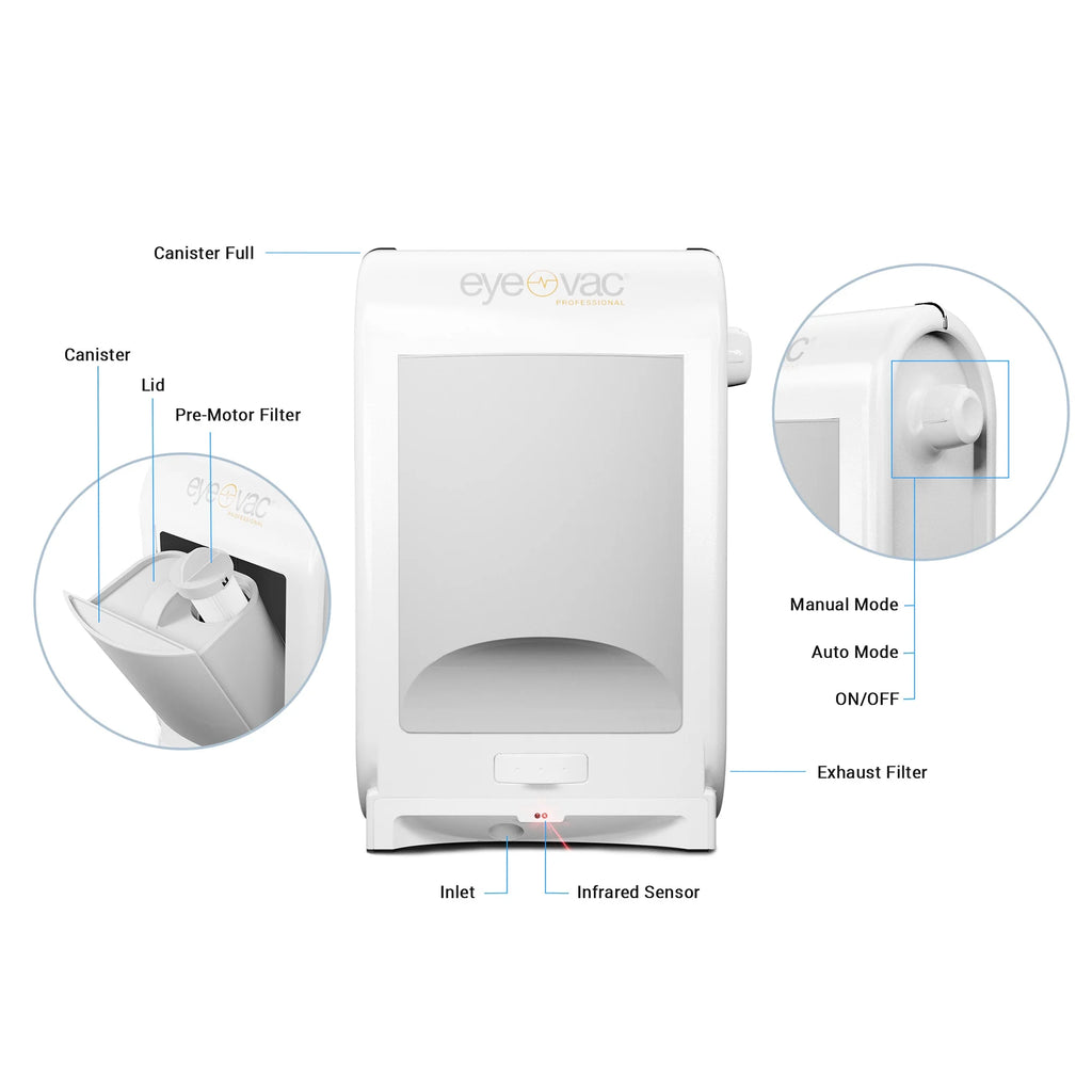EyeVac Touchless Electric Stationary Pet Vacuum Hard Floor Cleaner, White