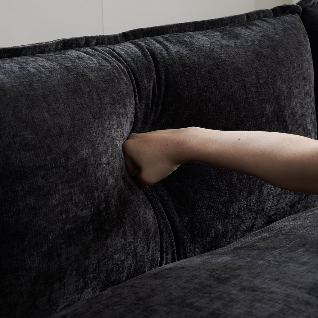 Zimtown Sectional Sofa with Ottoman, L Shaped Convertible Couch with Removable Chaise Chenille Fabric Sofa Set for 4-6 Persons Living Room Furniture Dark Grey