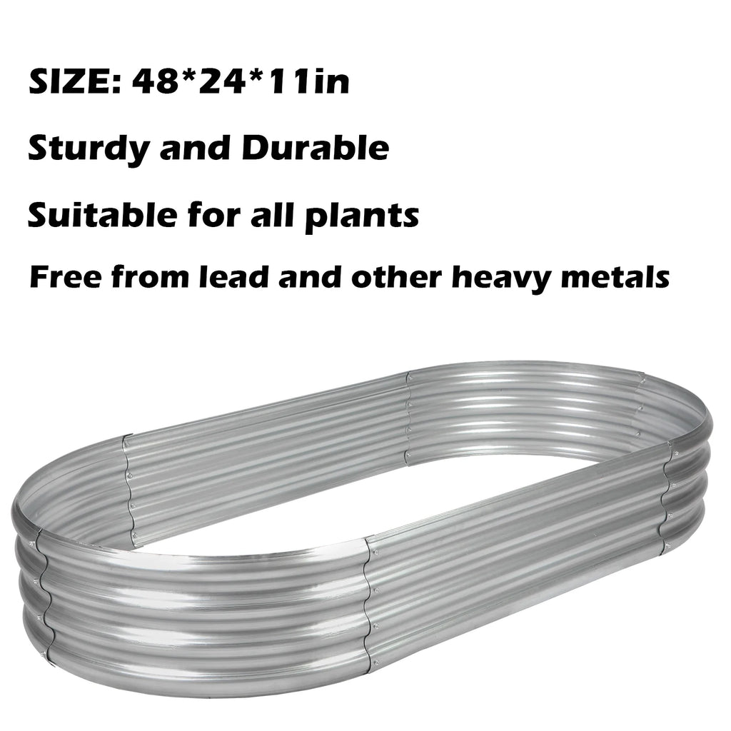 Galvanized Raised Garden Bed Kit, 3Pcs 4ft Planter Raised Garden Boxes Outdoor, Oval Metal Raised Garden Beds for Vegetables