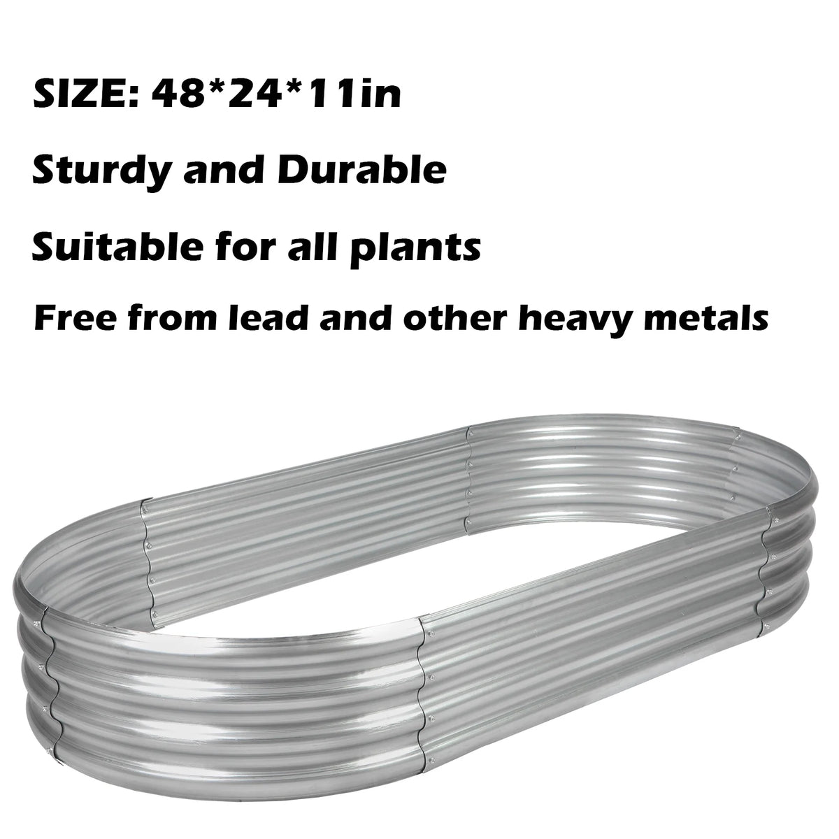 Galvanized Raised Garden Bed Kit, 3Pcs 4ft Planter Raised Garden Boxes Outdoor, Oval Metal Raised Garden Beds for Vegetables