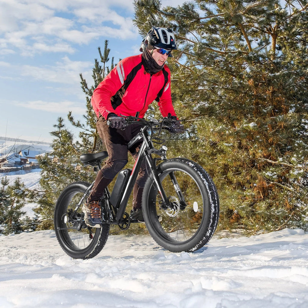 PEXMOR Electric Bike for Adult, Electric Mountain Bike 500W 48V 13AH Removable Battery, 26" Fat Tire EBike Electric Bicycle 20MPH Snow Beach E Bike w/Shimano 7 Speed Lockable Suspension Fork