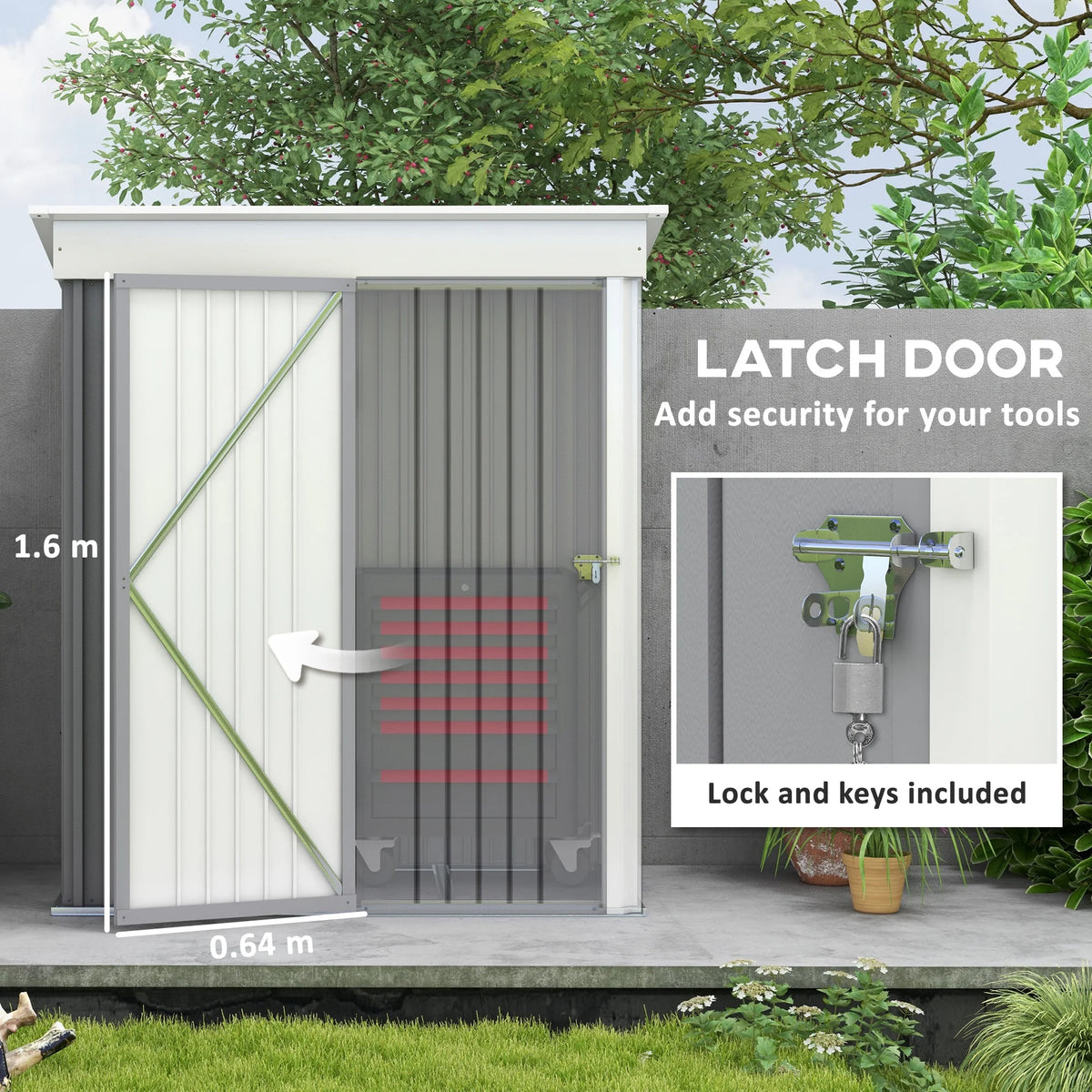 Outsunny Metal Outdoor Storage Shed with Lockable Doors, 3.3' x 3.4', Brown