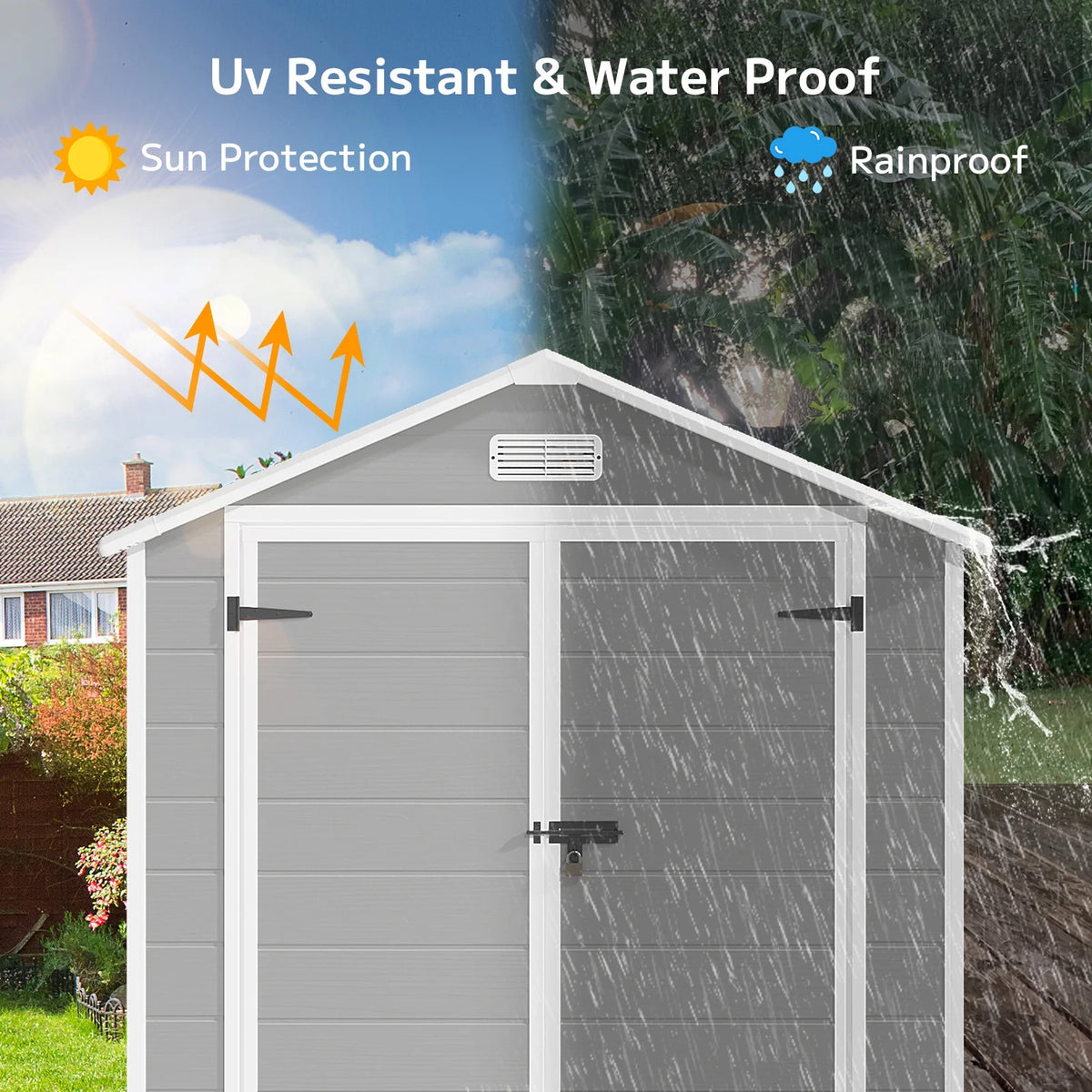 Asofer 6x4 FT Resin Storage Shed, Plastic Outdoor Shed with Floor Side Window, Lockable Door for Backyard, Garden, Patio, Gray