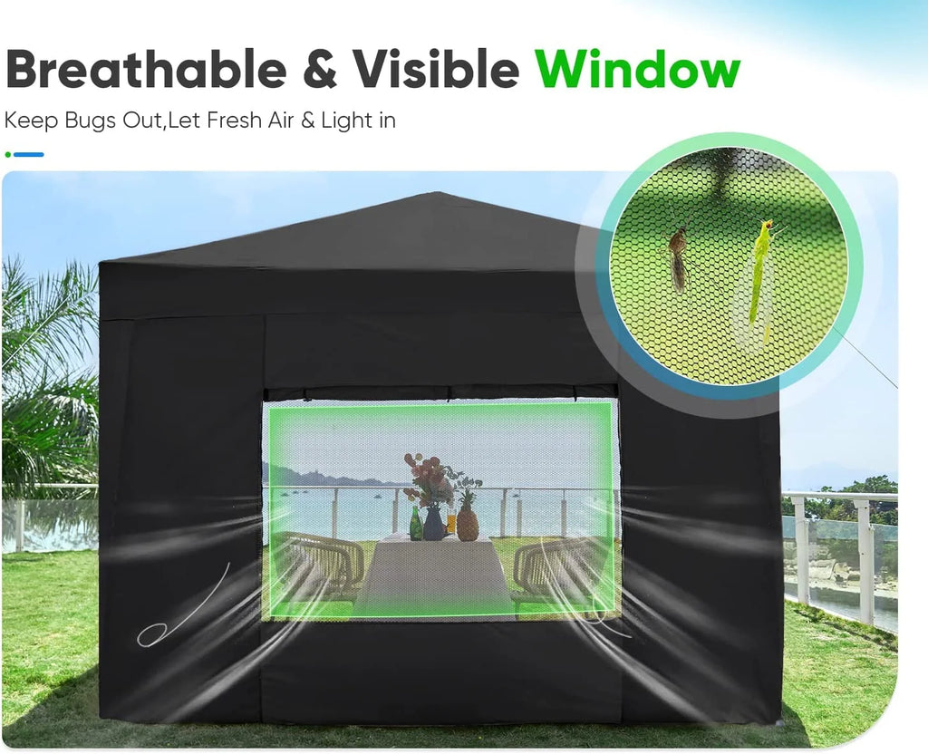 Quictent 8'x8' Pop up Canopy Tent with Sidewalls Instant Outdoor Gazebo Canopy Tent Shelter Enclosed Waterproof, with Wheeled Bag (Pink)
