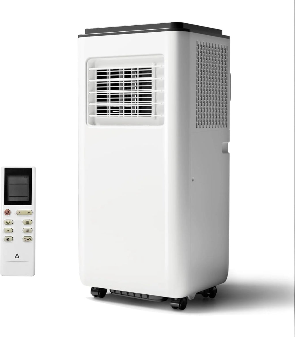 4-In-1 Portable AC with Advanced Filtration - 8000 BTU, Dehumidify, Sleep, Fan Modes, Quiet 54dB, Smart Control, Easy Mobility, Black