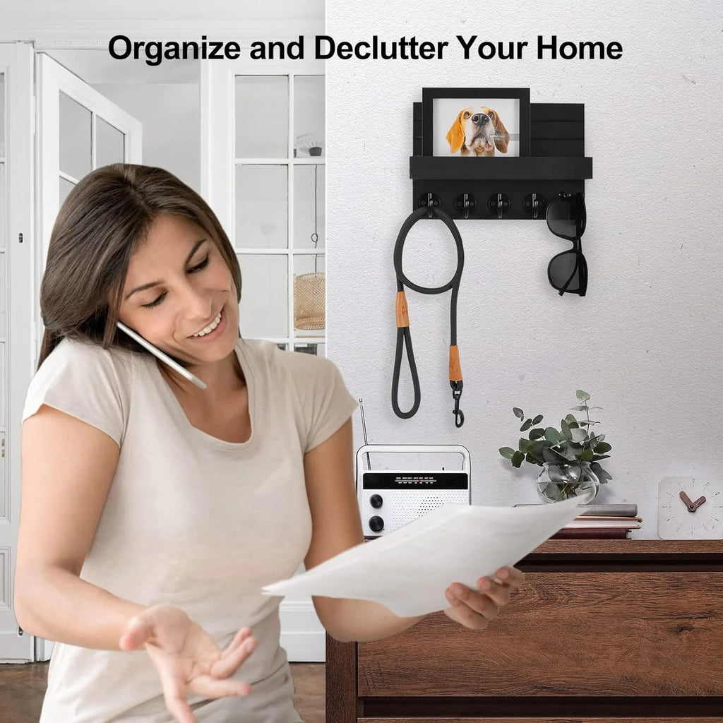 Key Holder with Shelf and Hooks