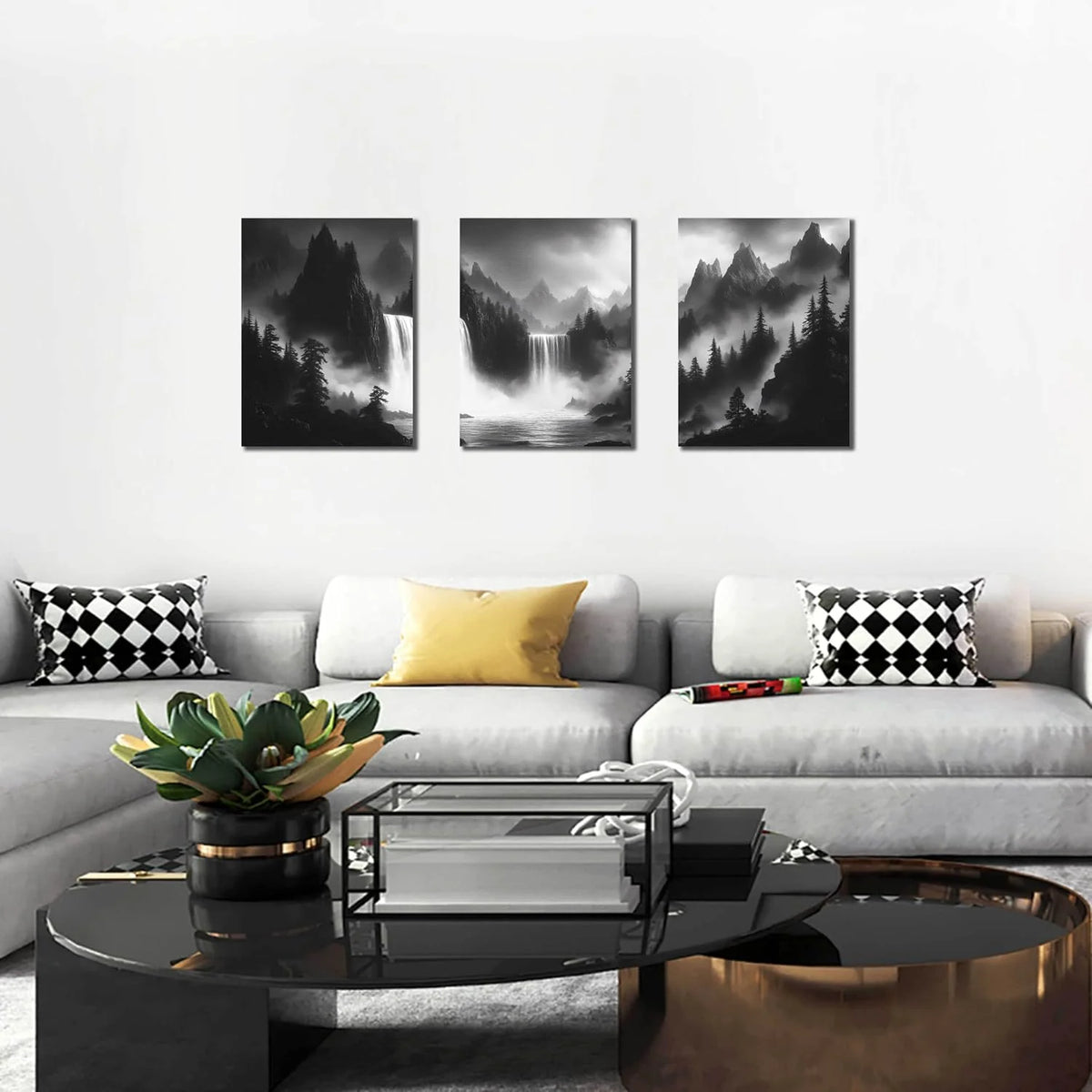 Black and White Foggy Forest Wall Art