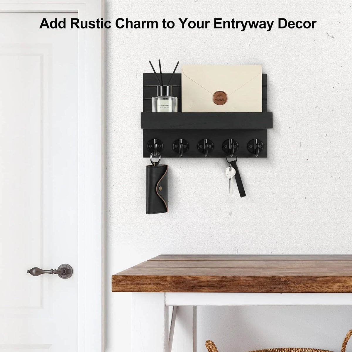 Key Holder with Shelf and Hooks