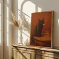 Framed Funny Black Cat Wall Art
