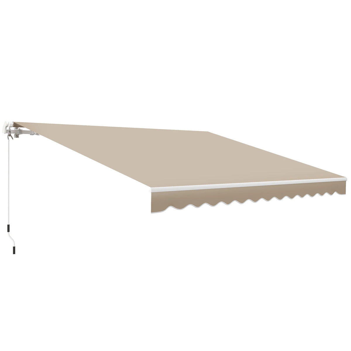 Outsunny 12' x 10' Manual Retractable Awning Outdoor Sunshade Shelter for Patio, Balcony, Yard, with Adjustable & Versatile Design, Beige and White