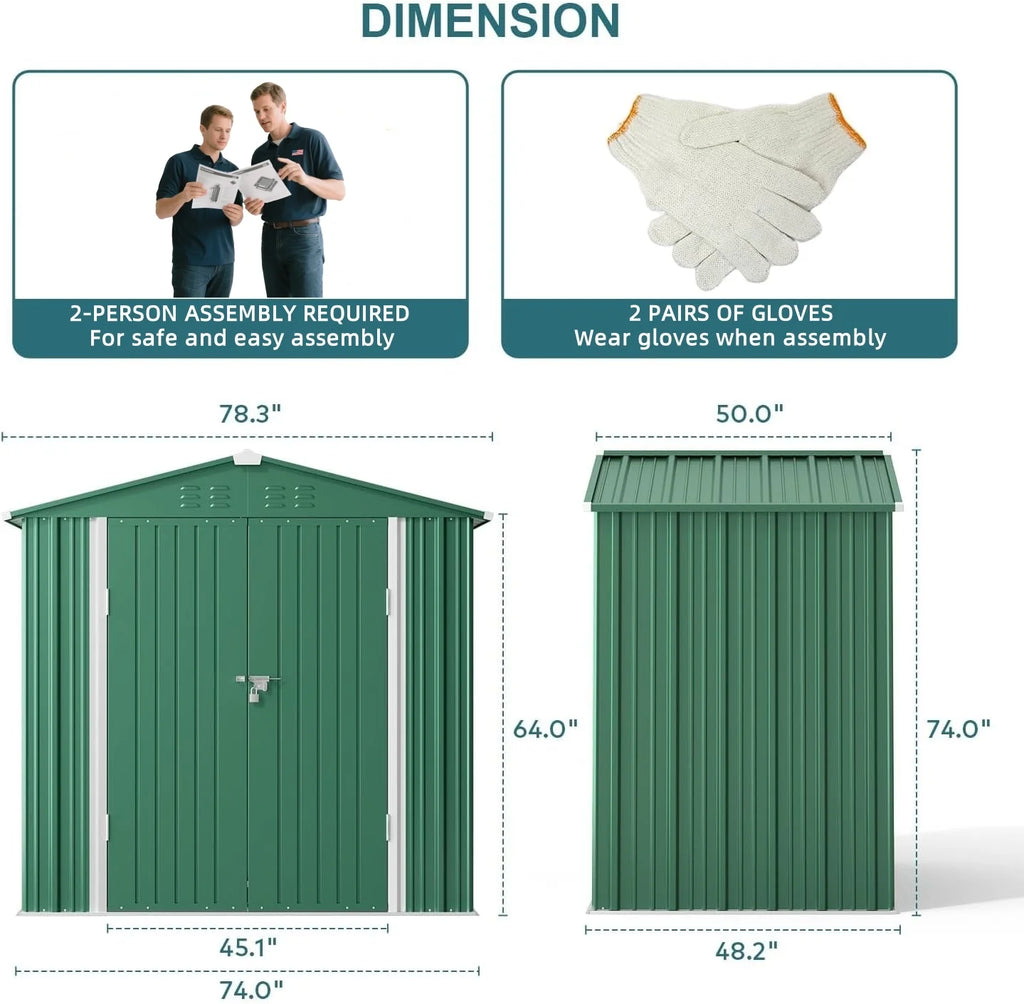 Lockable Lofka 6x4 ft Shed&Outdoor Storage Clearance  - All-Weather Resistant Garden Shed , Grey