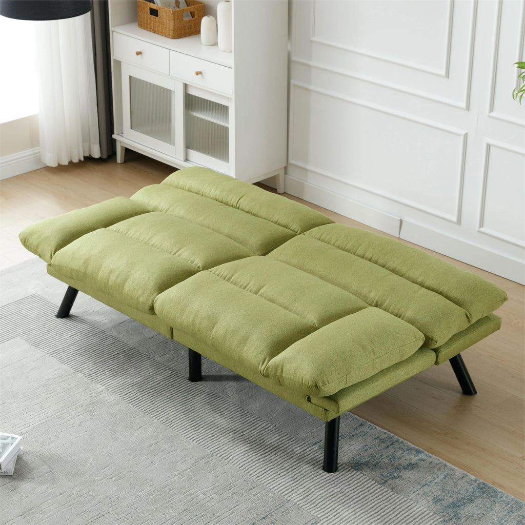 Memory Foam Futon,Convertible Futon Sofa Bed with Adjustable Armrests,Upholstered Futon Couch Sleeper Sofa for Compact Small Space,Rose Red