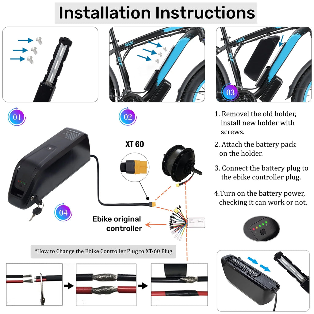 48V 20AH Ebike Battery 48V Lithium Battery 48V Battery with Charger for 750W-1500W Adult Electric Bike Tricycle