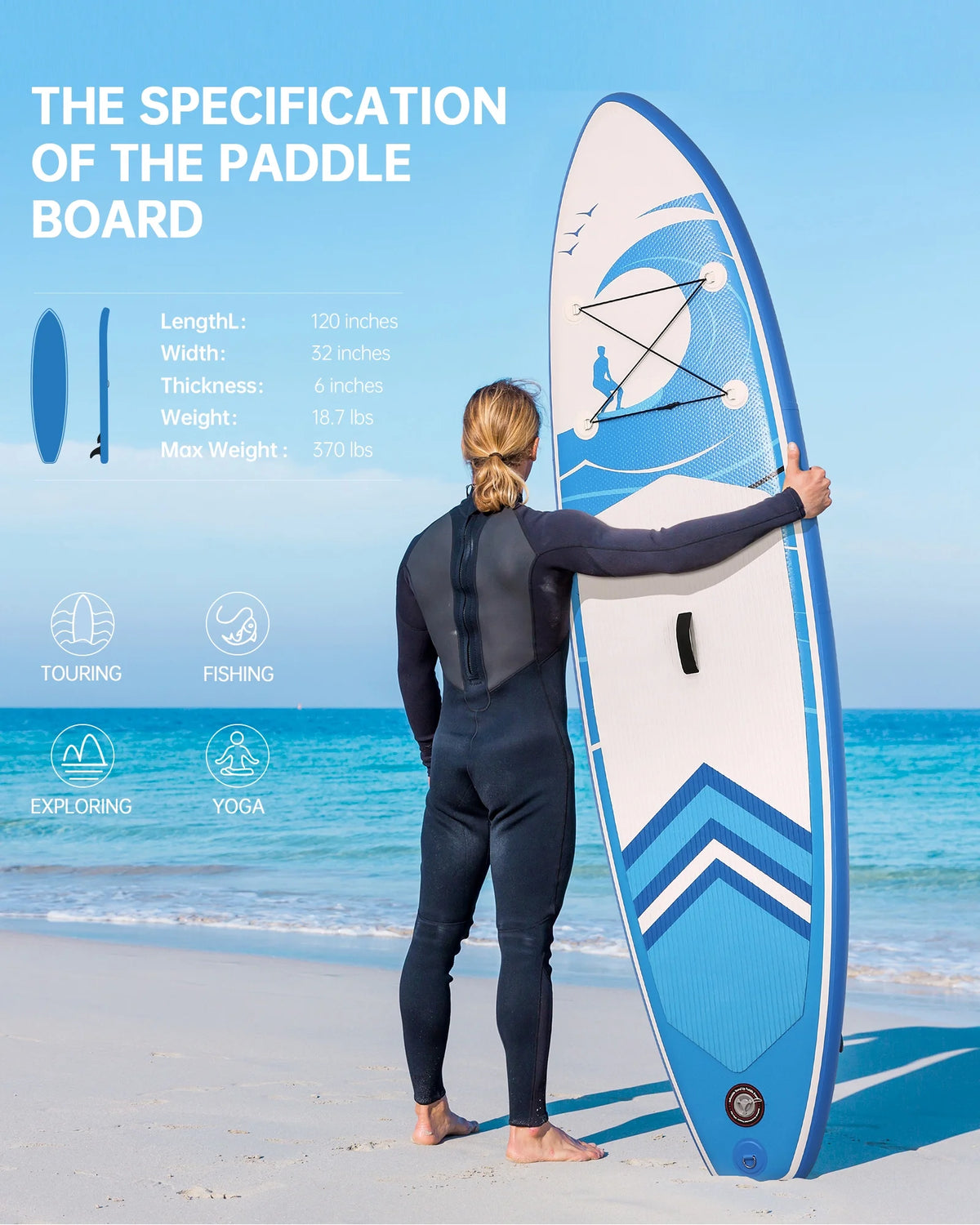 Naipo Inflatable Paddle Board 10FT Stand up Paddle Board 10' SUP 6 in.Thick Board Carry Bag & Fast Pumping Green