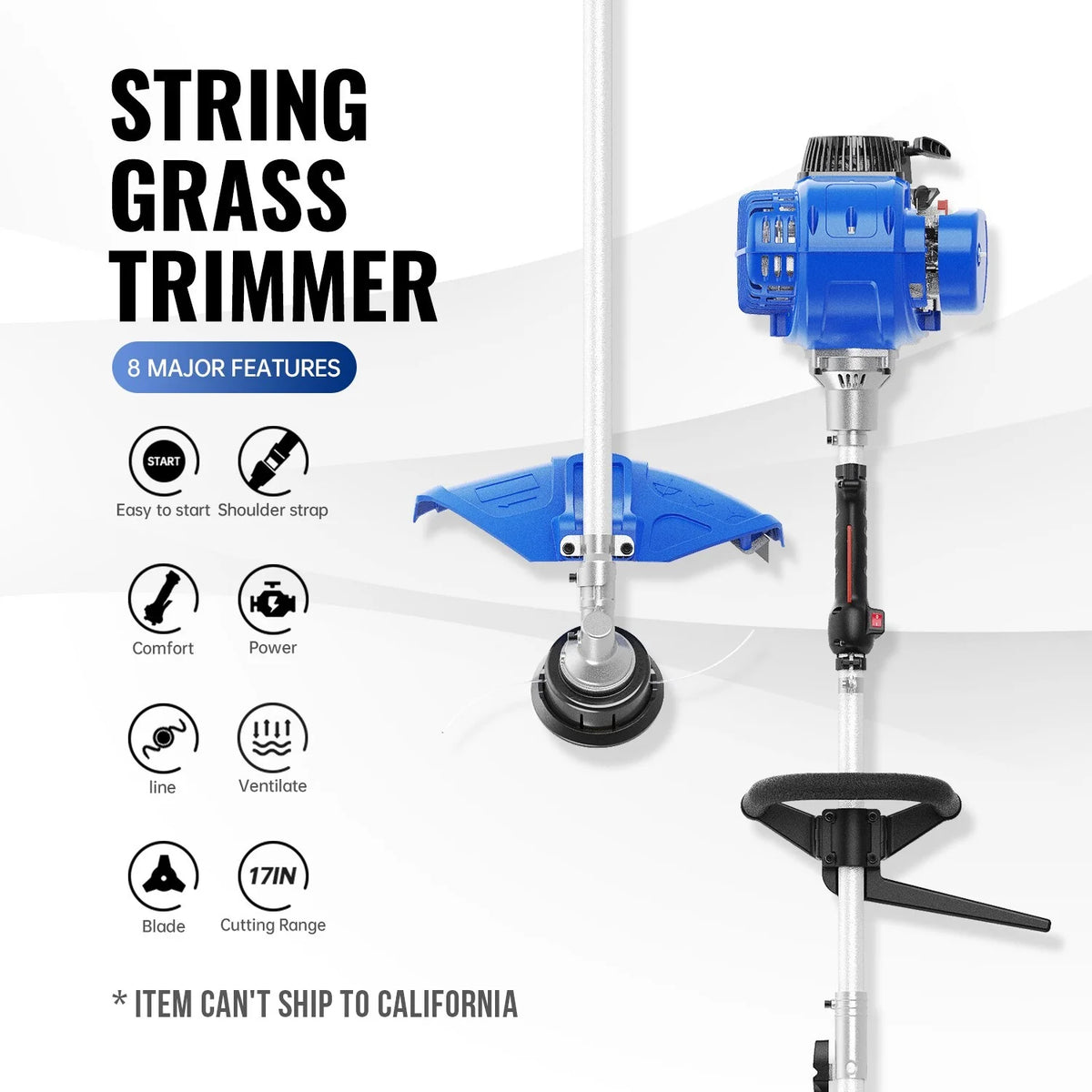 WILD BADGER POWER Weed Eater 31cc 17" Gas String Trimmer/Edger 4 Cycle with Brush Cutter