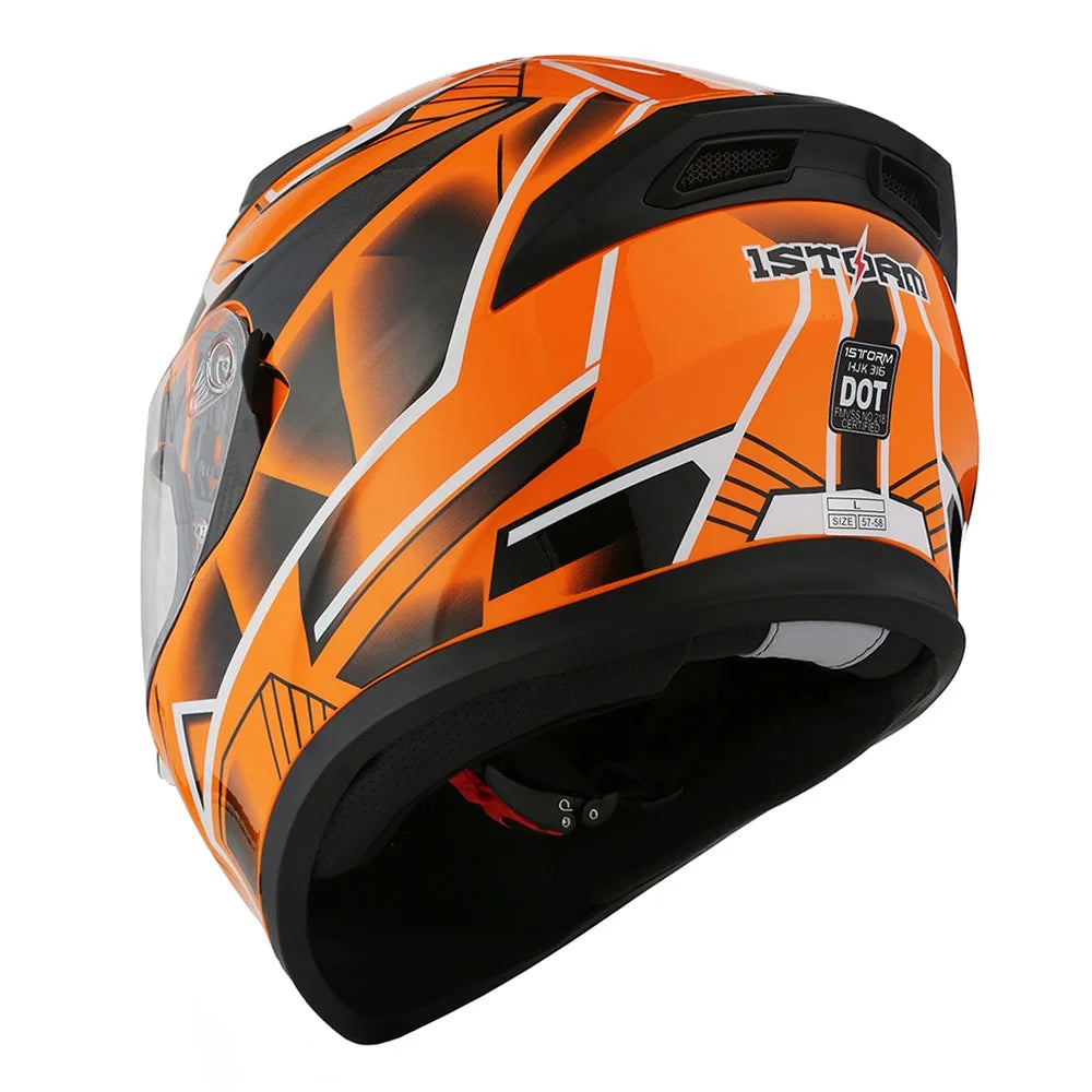 1Storm Motorcycle Modular Full Face Flip up Dual Visor Helmet + Spoiler + Motorcycle Bluetooth Headset: HJK316 Mechanic Red