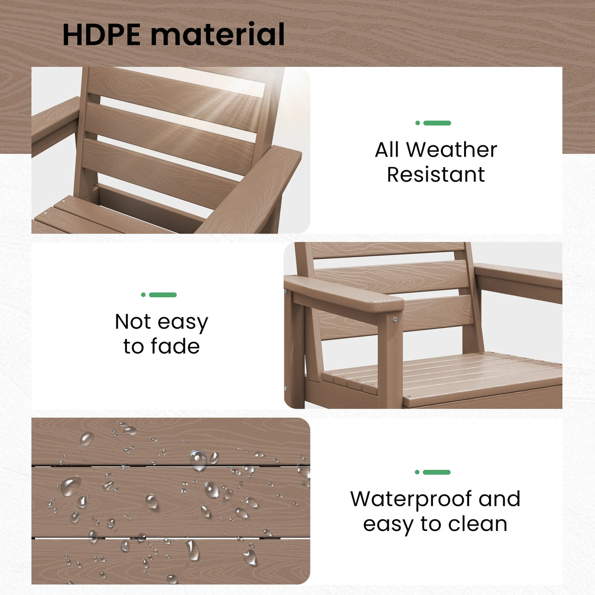 SERWALL Outdoor HDPE Dining Table Set, 7-Piece Outdoor Dining Table Sets with Umbrella Hole, Grey
