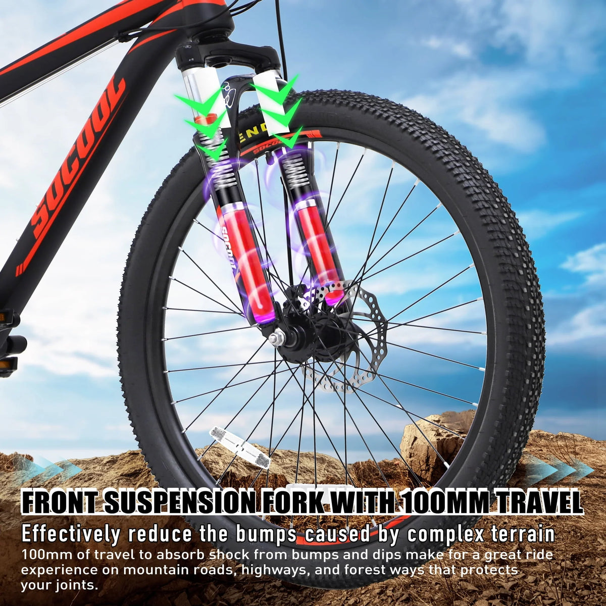 26 Inch Adult Mountain Bike, 21 Speeds Disc Brakes, 17" Frame and Dual Disc Brake MTB Bicycle for Men Women Adult, Black