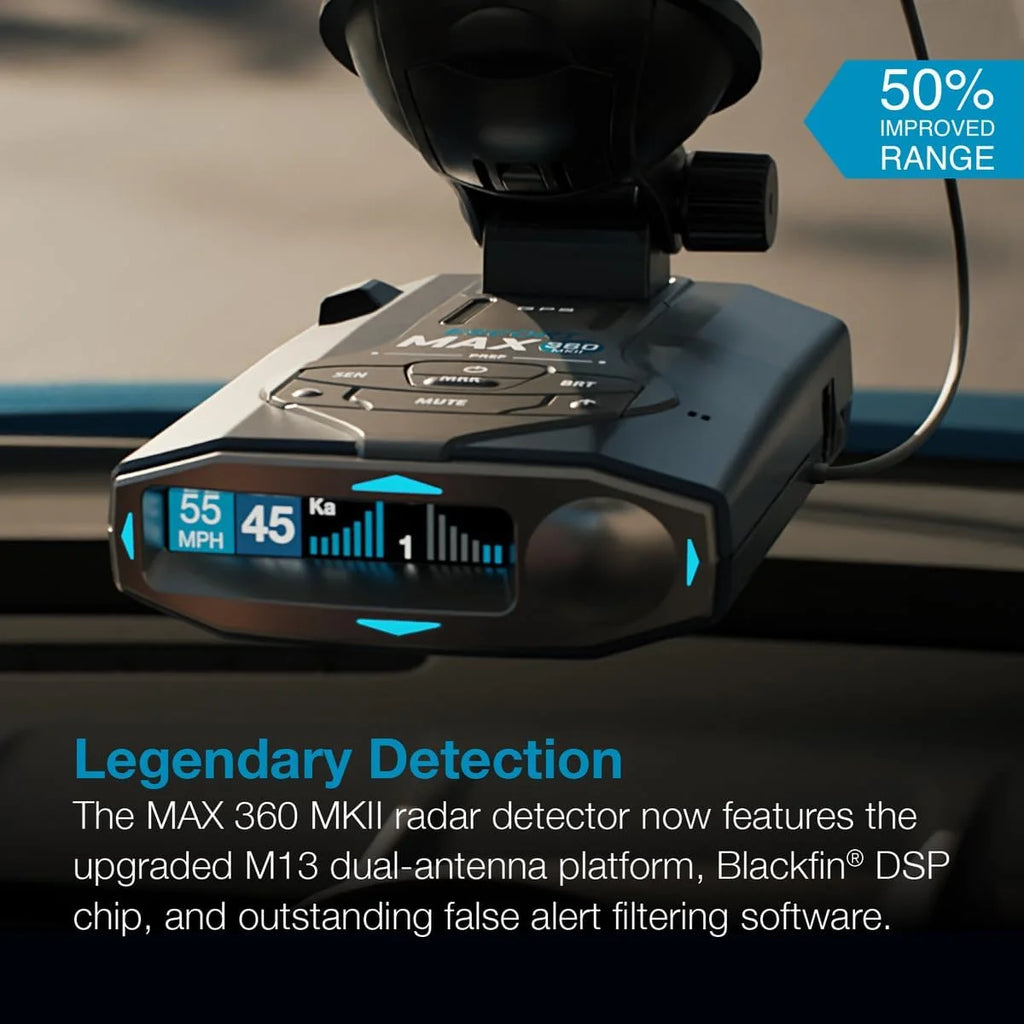 Escort MAX 360 MKII Bluetooth Radar Detector (Blue Edition), 360 Awareness, Exceptional Range, Apple CarPlay & Android Auto