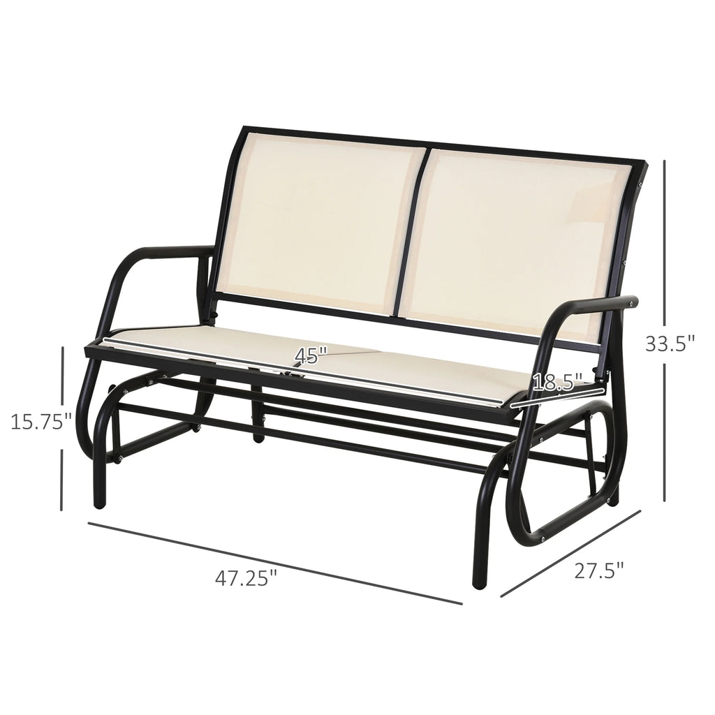 Outsunny 2-Person Outdoor Glider Bench, Patio Double Swing Rocking Chair Loveseat w/Powder Coated Steel Frame for Backyard Garden Porch, Black