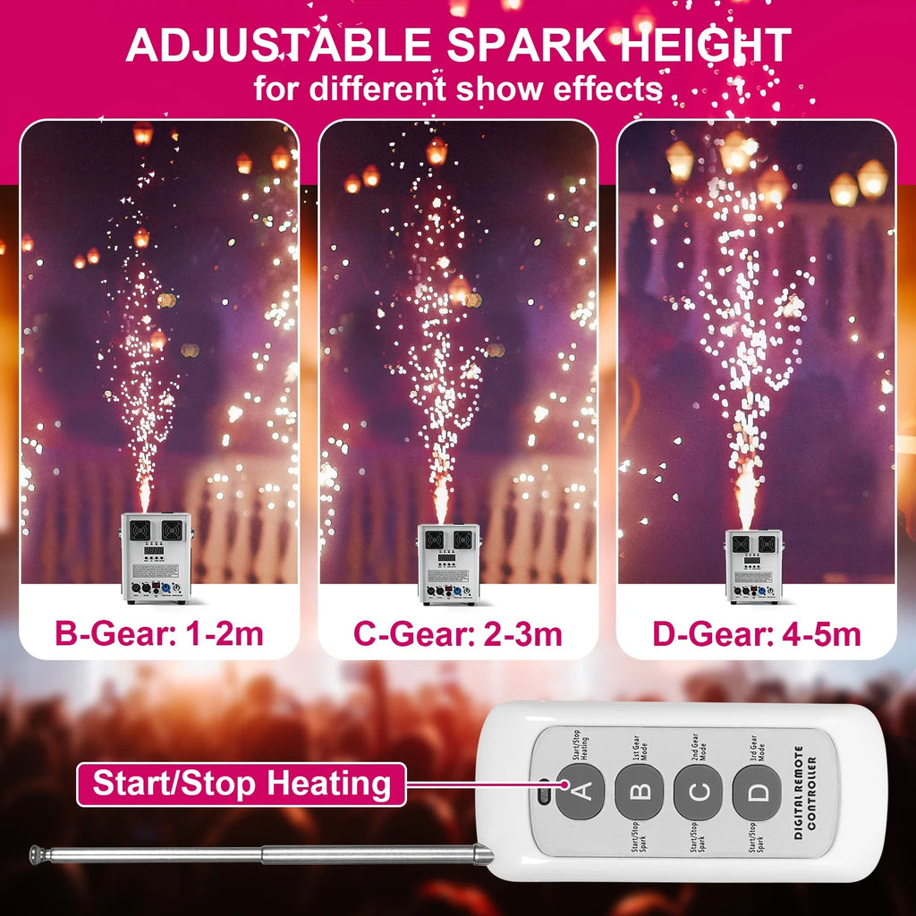 4 Pack 700W Cold Spark Machine DMX Stage Effect Machine for Stage DJ Disco Wedding # Black