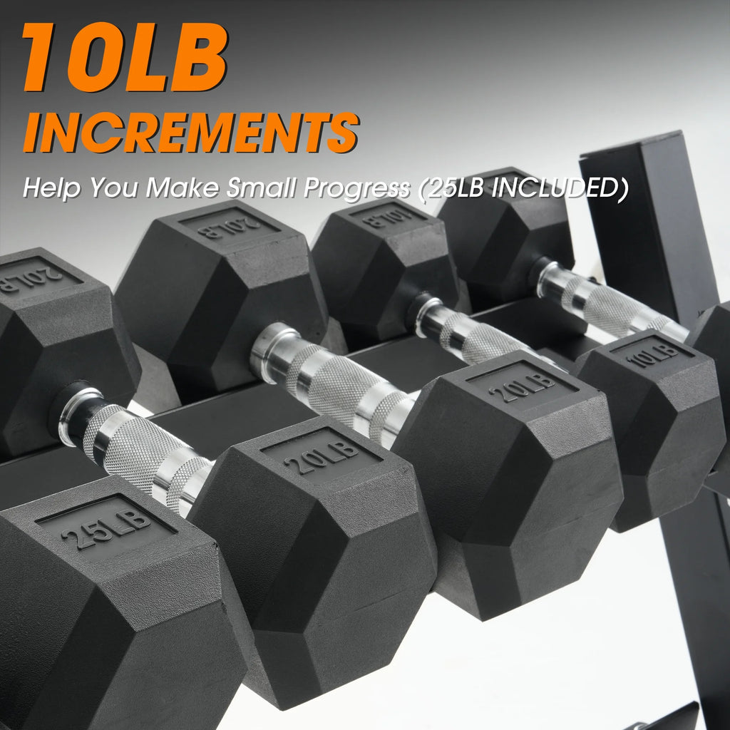 Mikolo Rubber Hex Dumbbell Set with Racks, Option in 450lbs, Strength Training Weight Set Home Gym