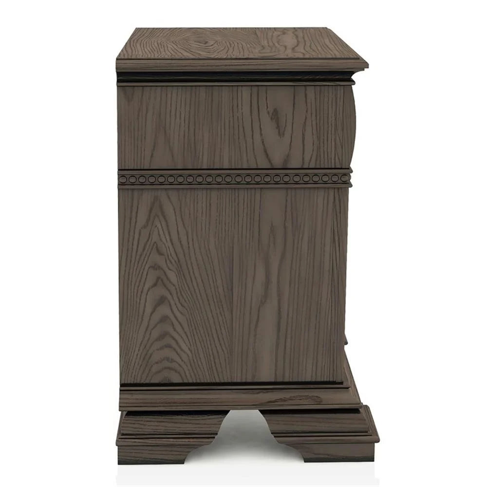 FOA Charo 6pc Gray Wood Bedroom Set-King Nightstands