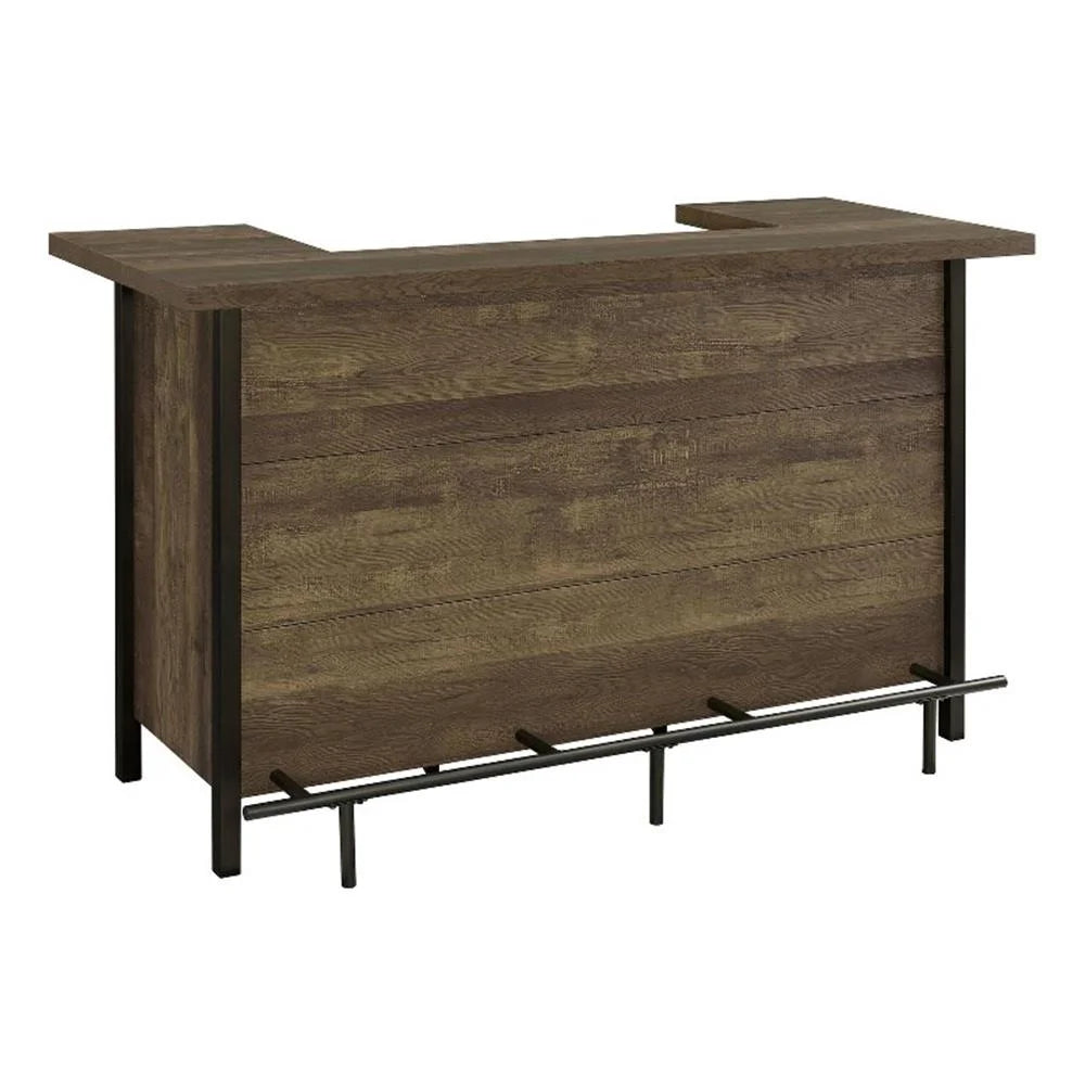 Maklaine Modern Wood Rectangular Storage Bar Unit in Rustic Oak