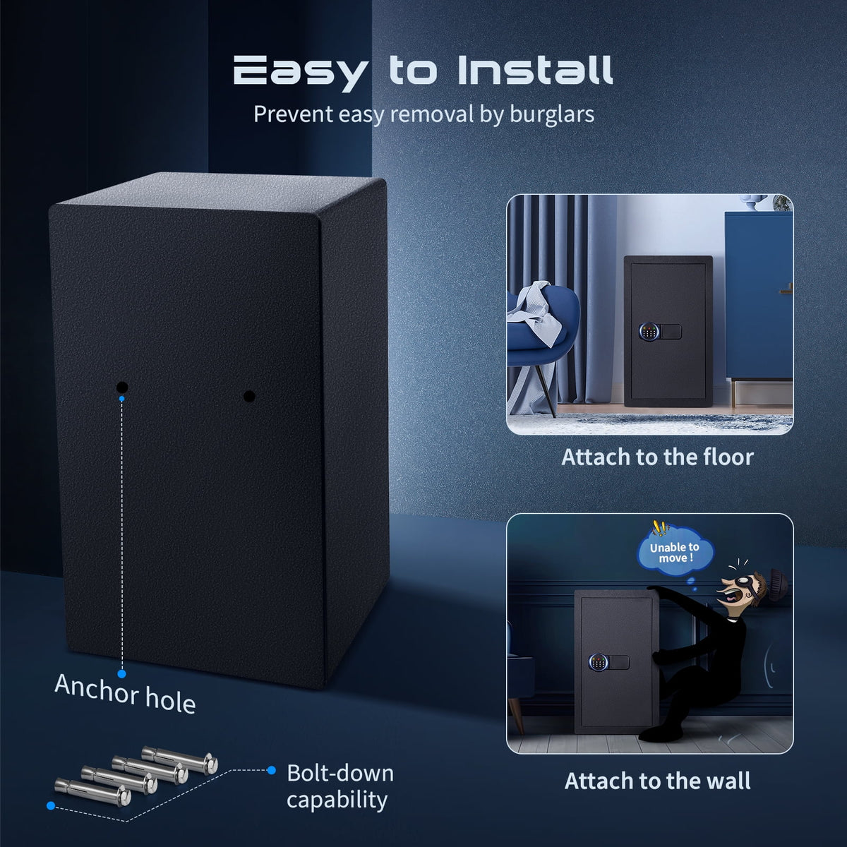 SRWTRCHRY 4.2 Cu ft Large Safe Box Fire-Resistant, Home Safe with Digital Keypad and Deposit Slot & Dual Alarm System, Money Safe With Mute Function and LED Light, Safe for Money Valuables