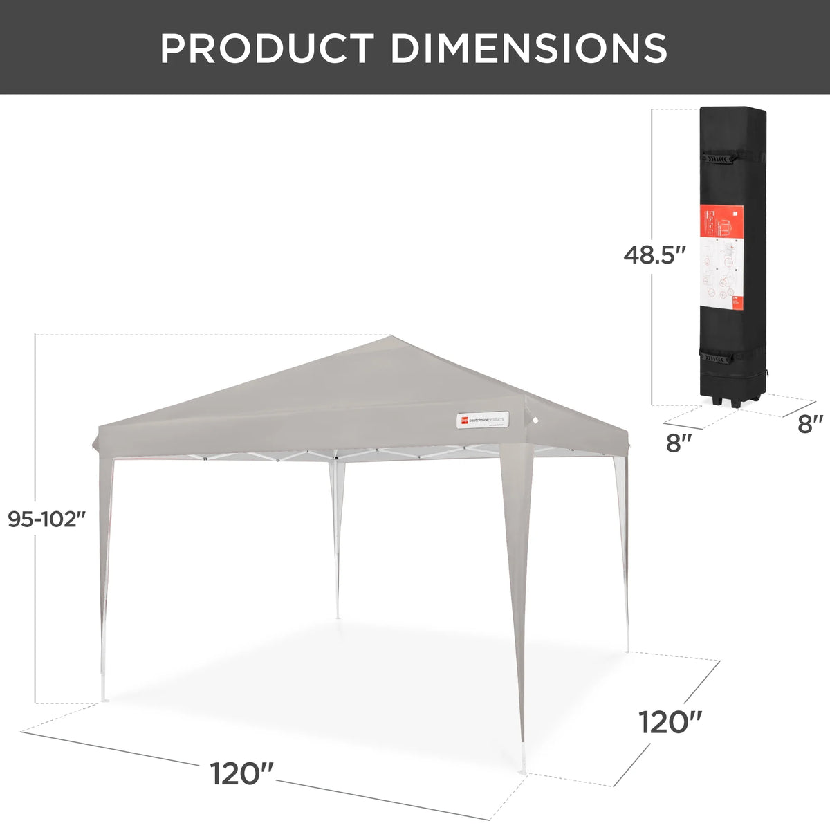 Best Choice Products 10x10ft Pop Up Canopy Outdoor Portable Adjustable Instant Gazebo Tent w/ Carrying Bag - White