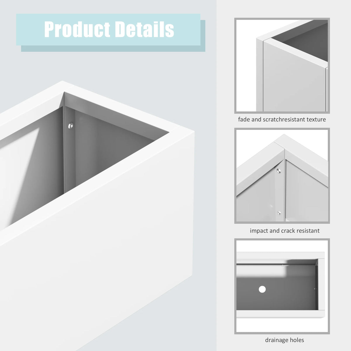 MAYEERTY 36*9*9" Gray Modern Large Rect Metal Planter Box with Drainage Hole for Outdoor Gardening & Balcony