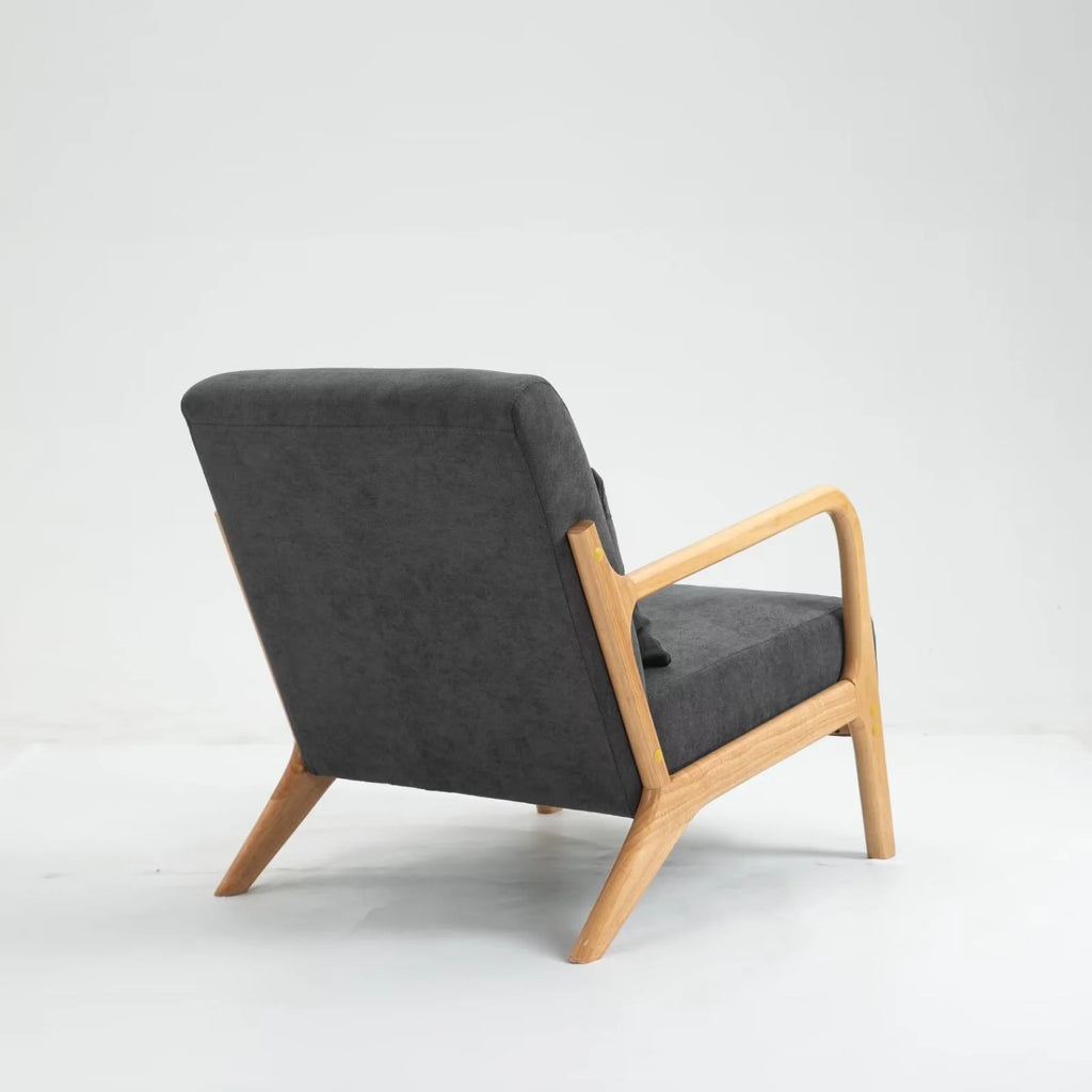 Modern Accent Chair, Upholstered Armchair with Wood Frame, Bronzing Cloth Single Sofa Chair with Lumbar Pillow for Living Room Bedroom Apartment, Orange