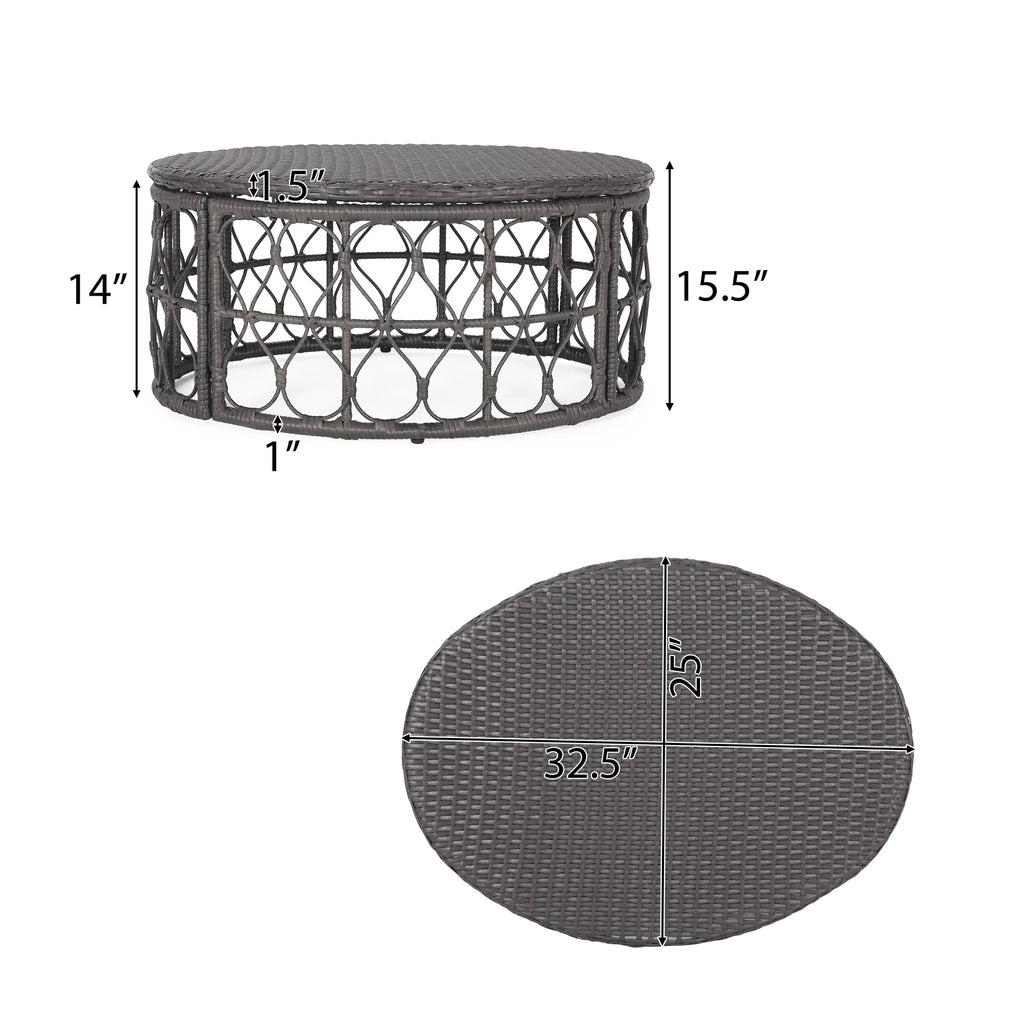 Christopher Knight Home Bruce Outdoor Wicker Coffee Table by  Light Brown