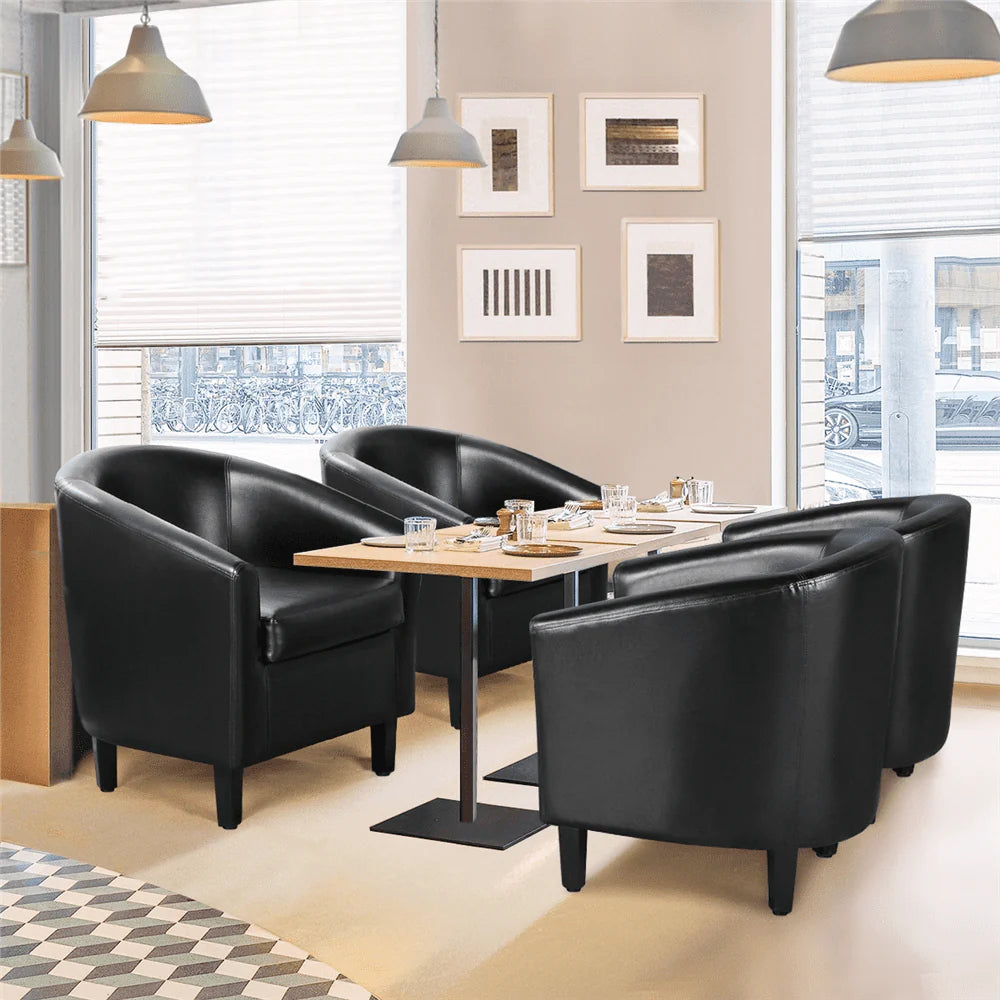 Yaheetech Faux Leather Accent Arm Chair For Living Room, Black