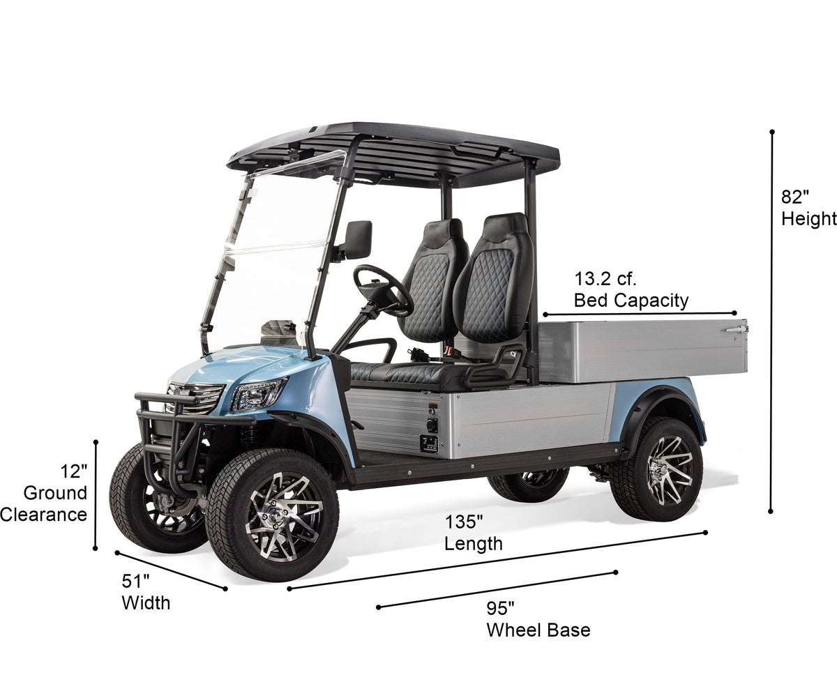 Massimo MVR Cargo Max Electric Utility Golf Cart 48V 5kW Motor - Blue