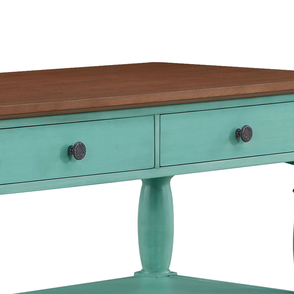 The Pioneer Woman Kitchen Island Made With Solid Wood Frame, Teal