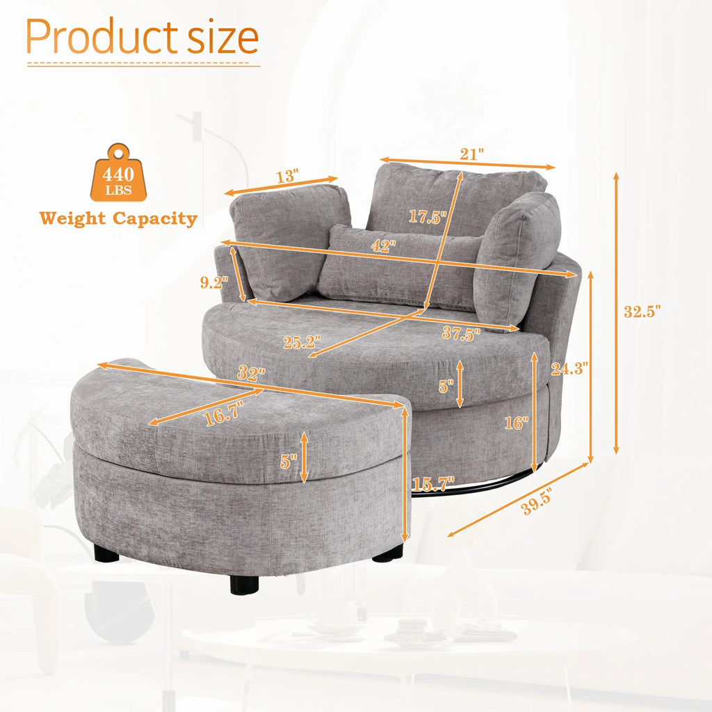 Muumblus Teddy Swivel Accent Barrel Chair, Modern Oversize Sherpa Comfy Round Reading Armchair for Living Room, Ivory