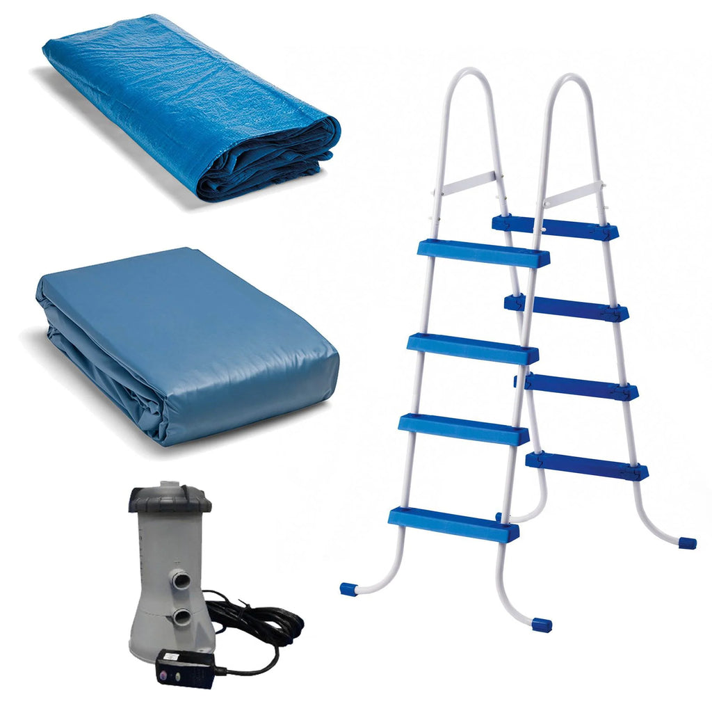 Intex 15ft x 48in Easy Set Above Ground Inflatable Pool w/ Pump and Solar Cover