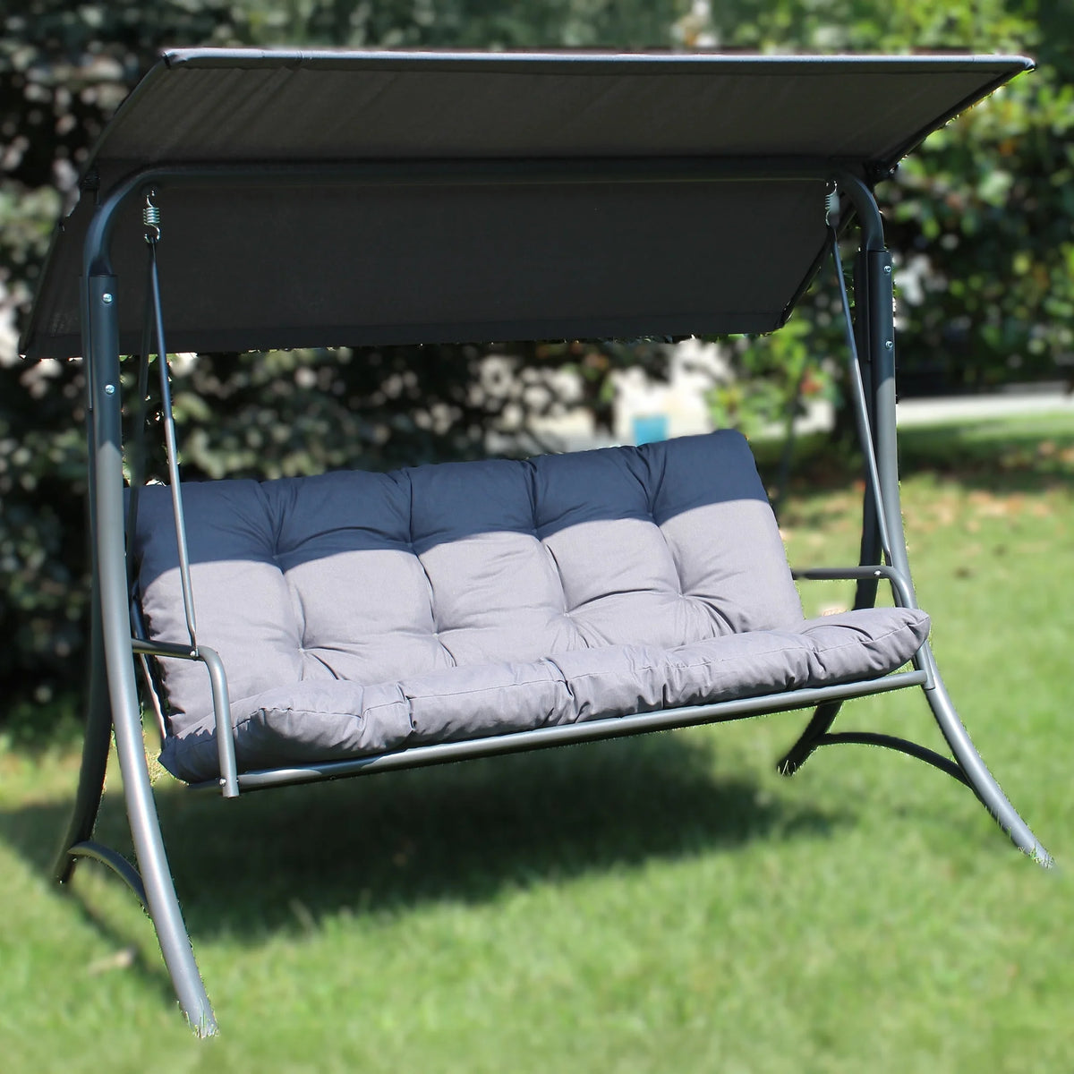 Made in Italy SUNJOY Outdoor Porch Swing, 2 Seat Patio Metal Swing with Adjustable Canopy