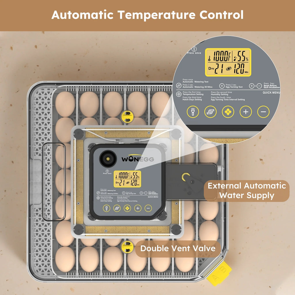 Montary 56 Egg Incubator: Auto Turning, Humidity Control & Water Refill for Chicken/Duck/Goose Eggs w/ Candler