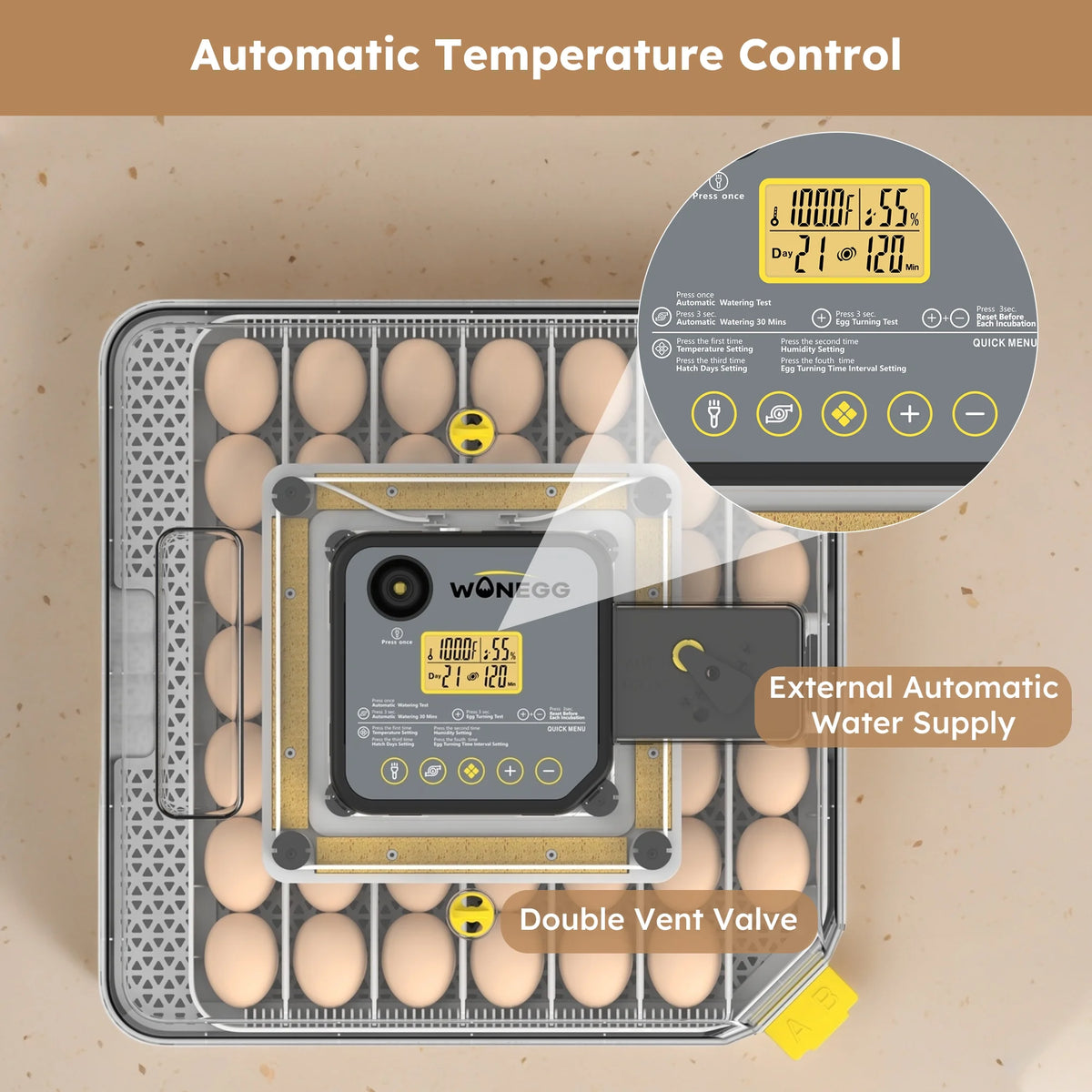 Montary 56 Egg Incubator: Auto Turning, Humidity Control & Water Refill for Chicken/Duck/Goose Eggs w/ Candler