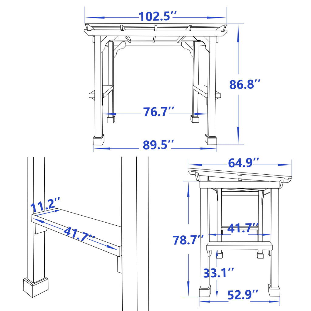 VEIKOUS 8' x 5' Outdoor Grill Gazebo w/Workstation Shelves, Multi-Use Gazebo for Lawn, Garden
