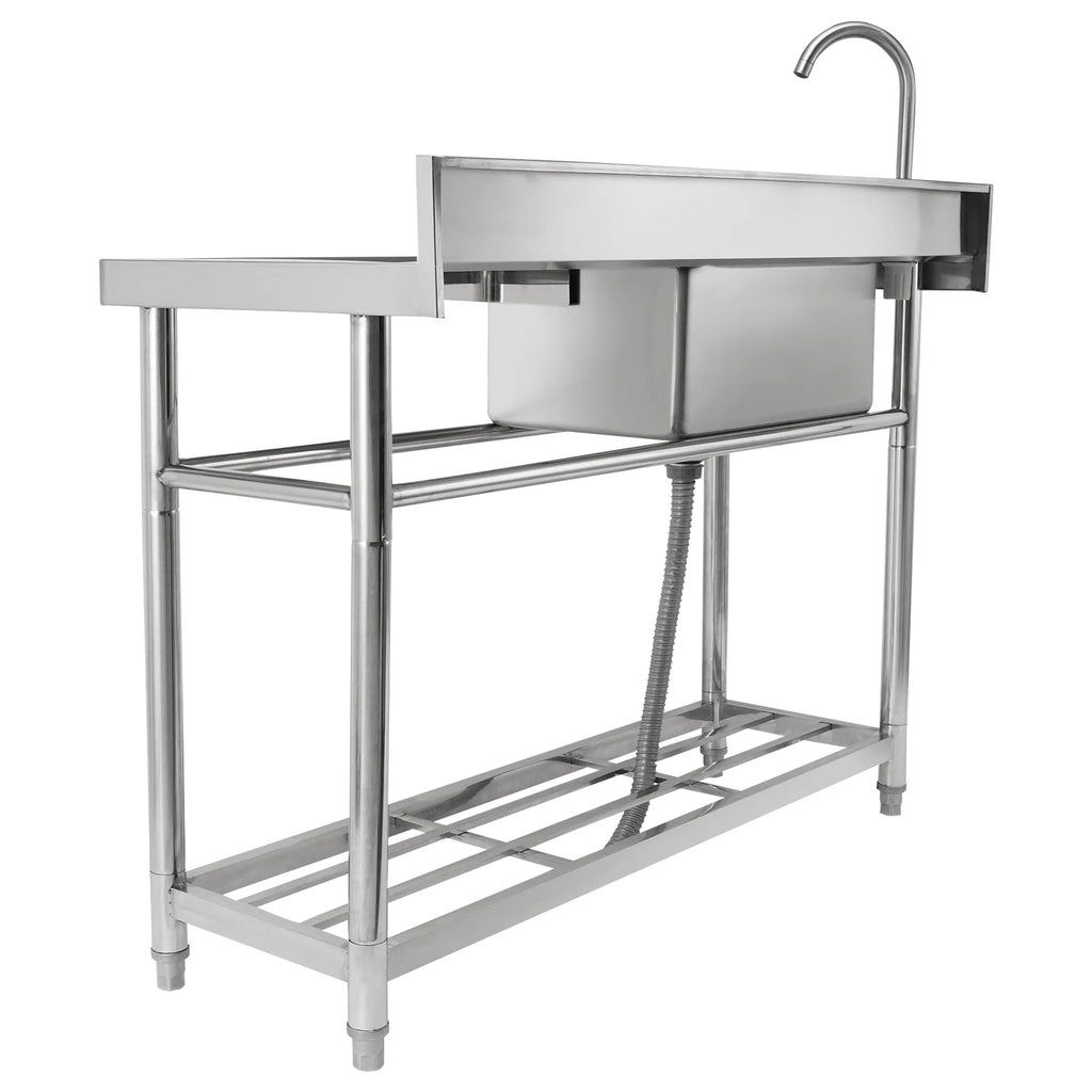 VEVOR Stainless Steel Utility Sink, 1 Compartment Free Standing Small Sink w/Workbench Faucet & legs, 39.4 x 19.1 x 37.4 in Commercial Single Bowl Sinks for Garage, Restaurant, Laundry,NSF Certified
