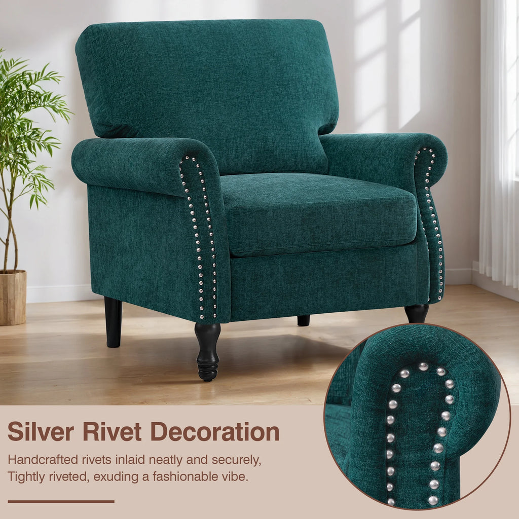 COOLHUT Modern Accent Chair Armchair, Linen Fabric Upholstered Comfy Single Sofa with Solid Wood Frame for Living Room, Gray