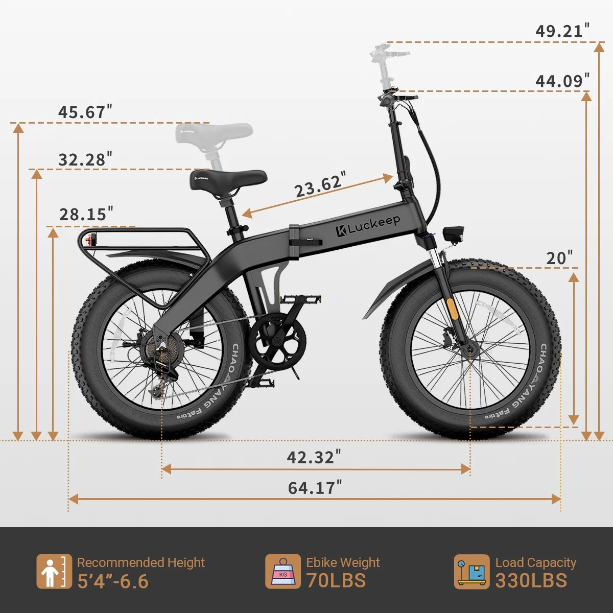 Luckeep X1 Lite Foldable Electric Bike for Adults 1500W Peak Motor,720WH Removable Battery,28MPH 60 Miles Long Range,20"*4" Fat Tire All-Terrain E-bike with Front Suspension,Mountain Electric Bicycle