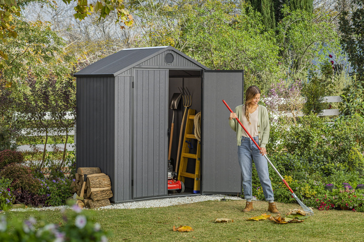 Keter Outdoor Storage Shed, Durable Resin, Compact & Portable, Store-It-Out Darwin, Grey