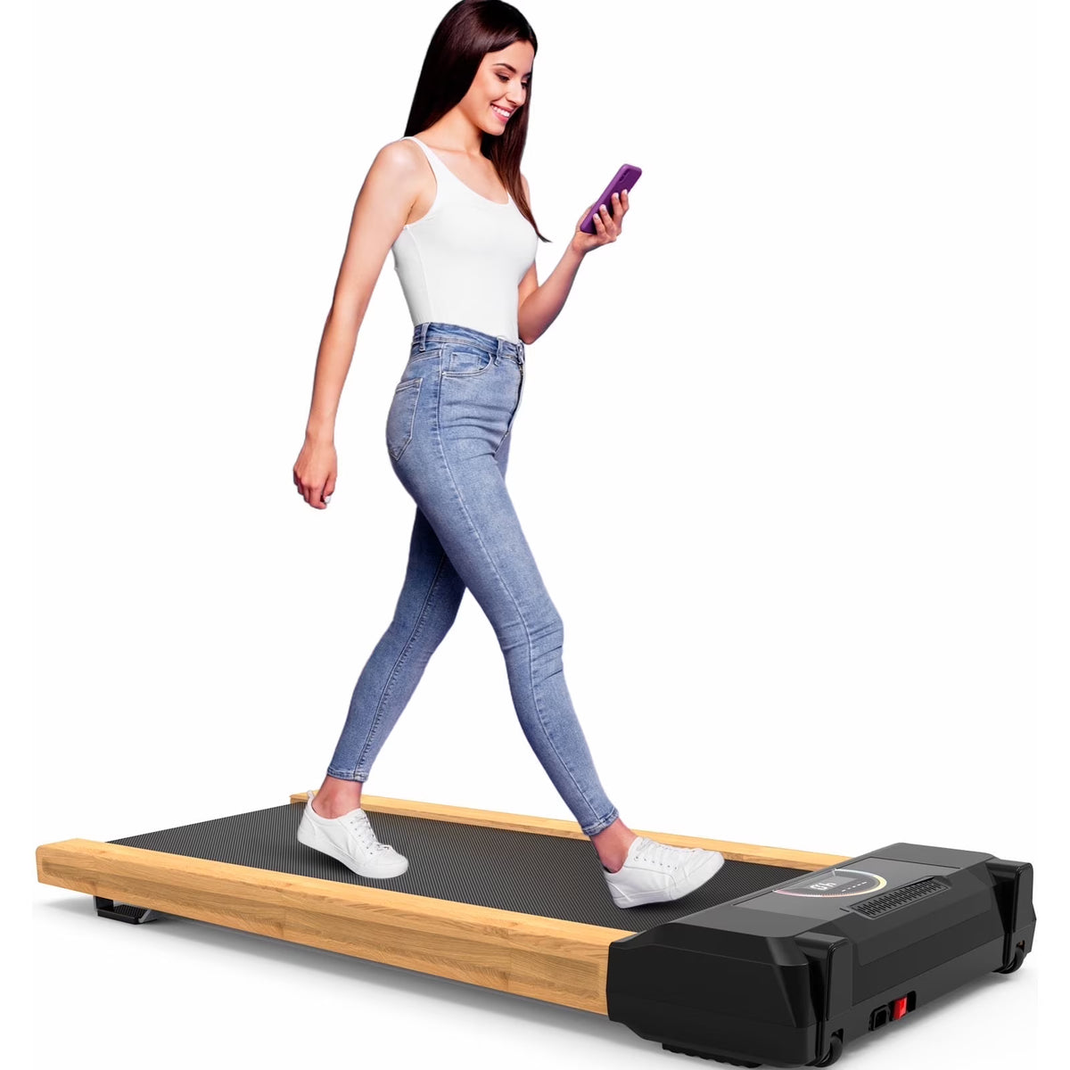 [TREADMILL CLEARANCE] FYC 2.5HP Folding Treadmill with Adjustable Height Desk & Incline - Compact Electric Treadmill Bluetooth Speaker for Running Walking Foldable Portable  (Silver)