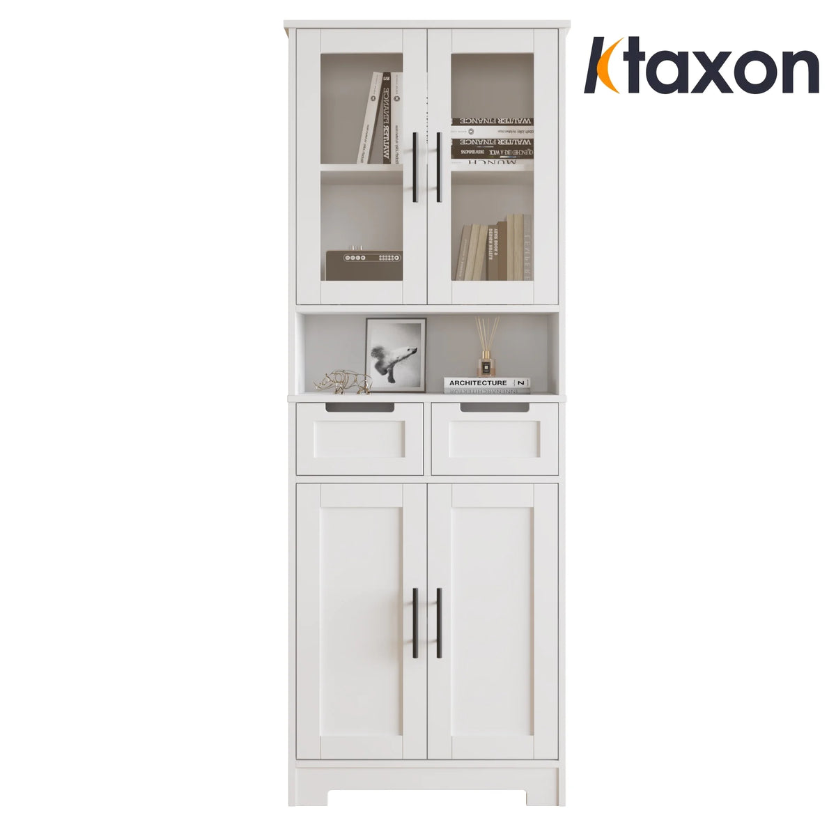 Ktaxon Wooden Bathroom Floor Cabinet with 4 Drawers & 1 Cupboard for Living Room Entryway, White