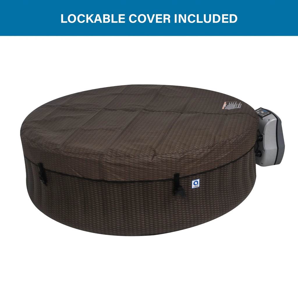 Avenli Nice 4-6 Person Inflatable Hot Tub Spa + Cover, Rattan Pattern, Rapid Heating up to 104F, 140 Water Jets, 264 Gal, Round